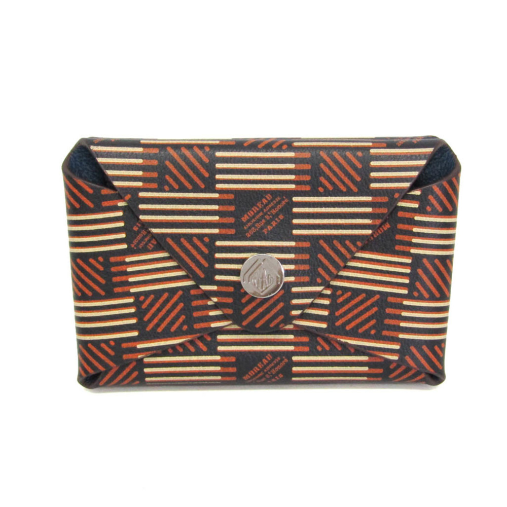 Moreau Origami Double Pocket Leather Card Case Brown,Cream